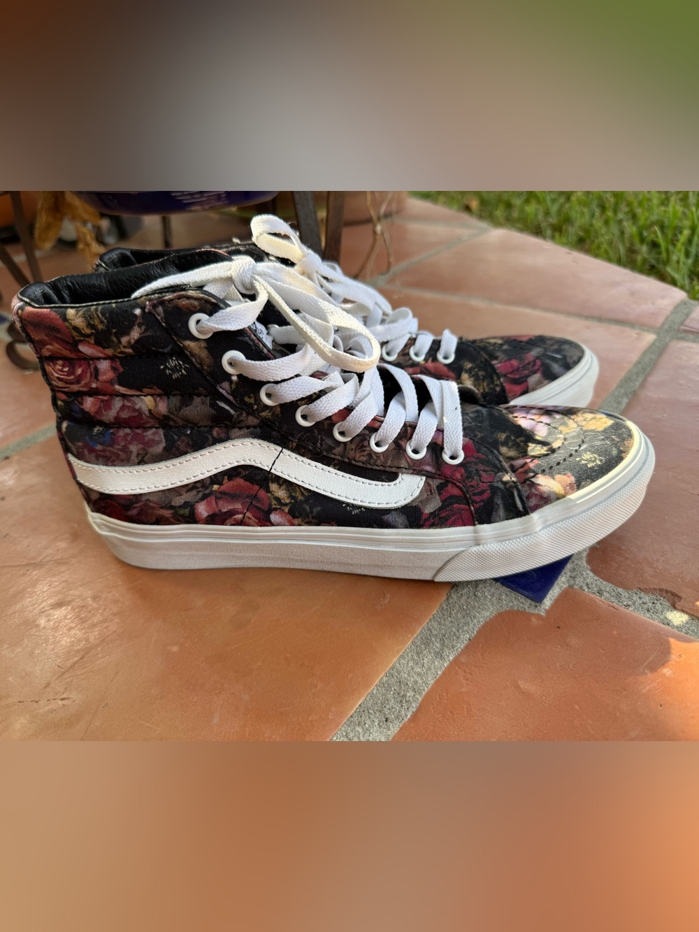 Vans High-Top Floral Sneakers in Black and Pink